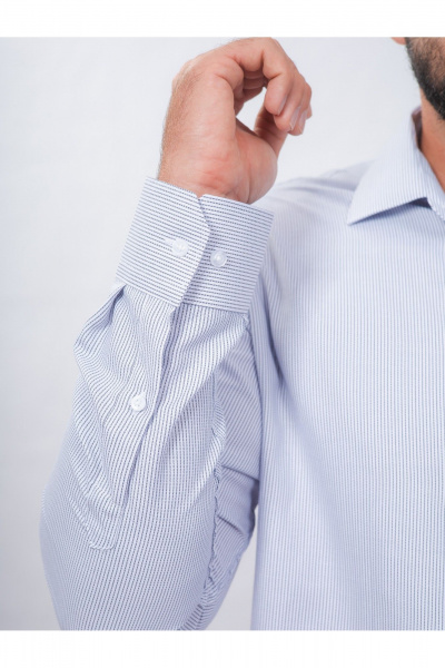 Полосатая классическая рубашка из хлопка с воротником Nadex 01-088812/303-24 бело-синий - фото 7