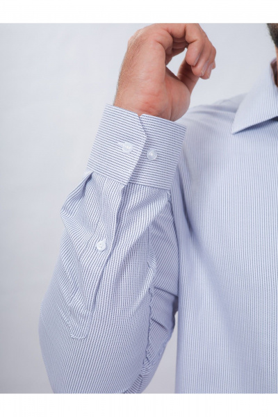 Полосатая классическая рубашка из хлопка с воротником Nadex 01-088812/303-24 бело-синий - фото 6