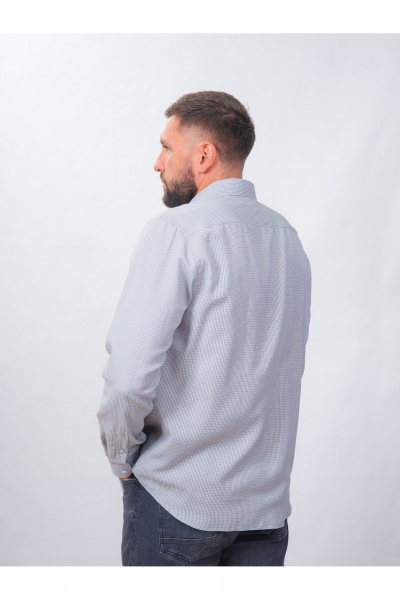 Рубашка в клетку классический крой для делового образа Nadex 01-088812/403-24 бежево-сине-белый - фото 6