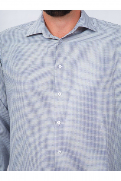 Рубашка в клетку классический крой для делового образа Nadex 01-088812/403-24 бежево-сине-белый - фото 2