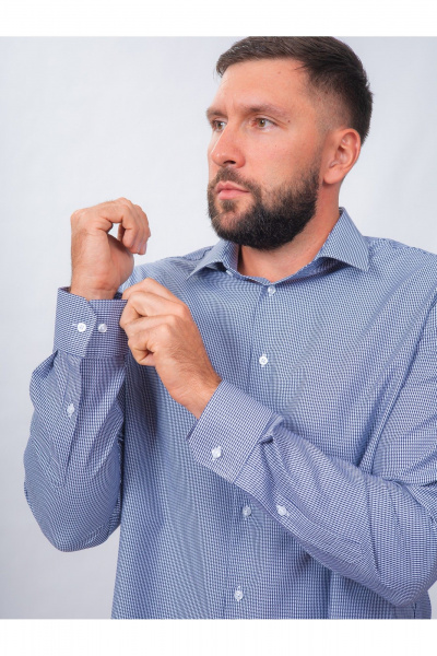 Рубашка в клетку классический стиль для повседневной носки Nadex 01-088812/403-24 сине-белый - фото 5