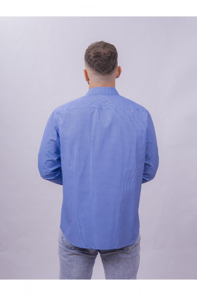 Рубашка в клетку классический крой для офиса и работы Nadex 01-088812/403-24 сине-голубой - фото 12