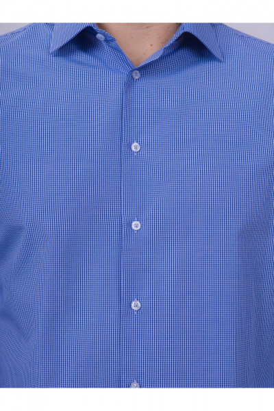 Рубашка в клетку классический крой для офиса и работы Nadex 01-088812/403-24 сине-голубой - фото 7