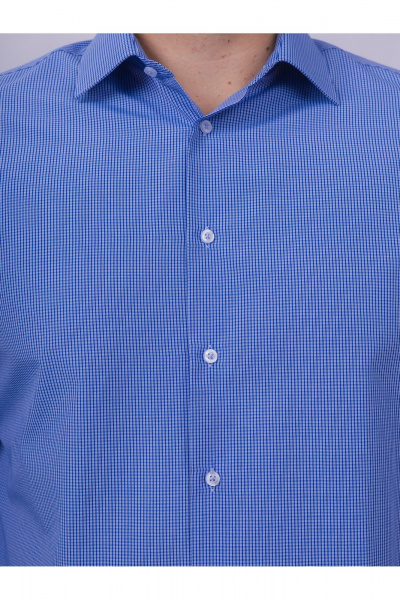 Рубашка в клетку классический крой для офиса и работы Nadex 01-088812/403-24 сине-голубой - фото 6