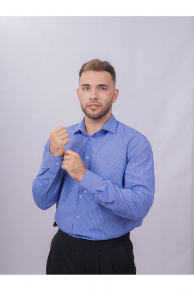 Рубашка в клетку с карманом классический стиль для делового гардероба Nadex 01-088912/403-24 сине-голубой - фото 12