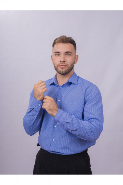 Рубашка в клетку с карманом классический стиль для делового гардероба Nadex 01-088912/403-24 сине-голубой - фото 11