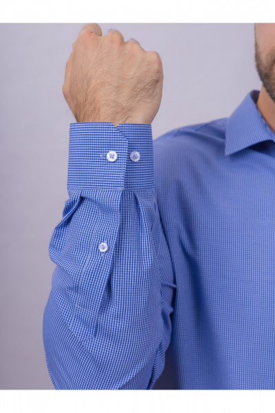 Рубашка в клетку с карманом классический стиль для делового гардероба Nadex 01-088912/403-24 сине-голубой - фото 10