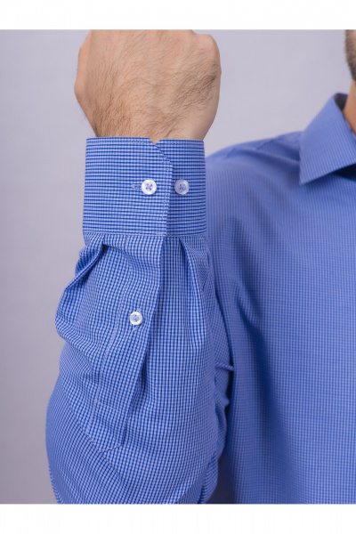 Рубашка в клетку с карманом классический стиль для делового гардероба Nadex 01-088912/403-24 сине-голубой - фото 9