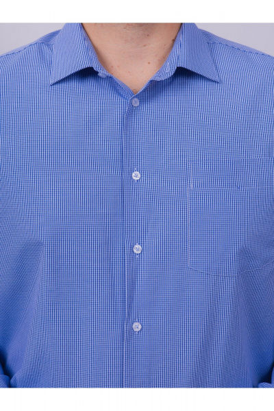 Рубашка в клетку с карманом классический стиль для делового гардероба Nadex 01-088912/403-24 сине-голубой - фото 7
