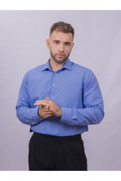 Рубашка в клетку с карманом классический стиль для делового гардероба Nadex 01-088912/403-24 сине-голубой - фото 4