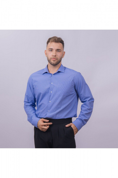 Рубашка в клетку с карманом классический стиль для делового гардероба Nadex 01-088912/403-24 сине-голубой - фото 1