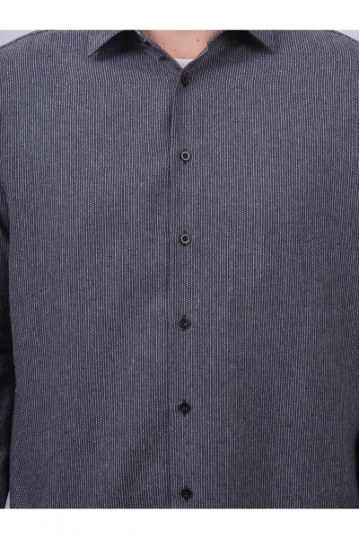 Рубашка со slim силуэтом полоска классическая для офисного стиля Nadex 01-093311/335-24 черно-серый - фото 8