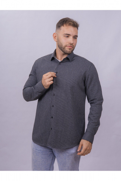 Рубашка со slim силуэтом полоска классическая для офисного стиля Nadex 01-093311/335-24 черно-серый - фото 6