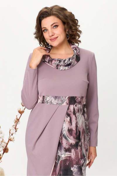 Платье из трикотажа с вставками и воротником-хомут Fortuna ШЖ 1524 - фото 2