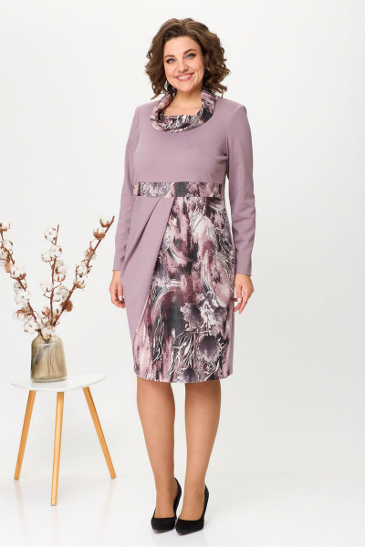 Платье из трикотажа с вставками и воротником-хомут Fortuna ШЖ 1524 - фото 1
