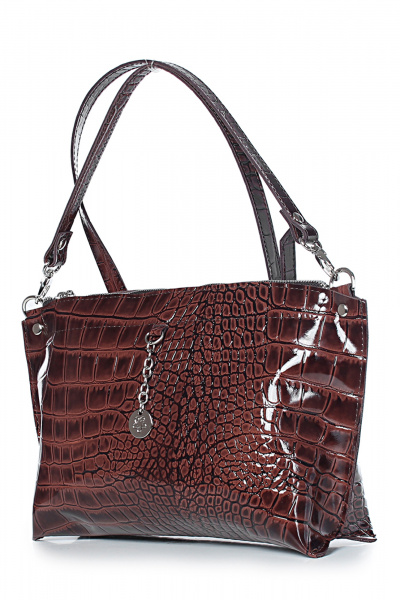 Круглогодичная коричневая кожаная сумка на молнии Galanteya 12724.24с591к45 коричневый - фото 1