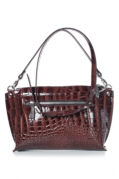 Круглогодичная коричневая кожаная сумка на молнии Galanteya 12724.24с591к45 коричневый - фото 3