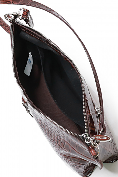 Круглогодичная коричневая кожаная сумка на молнии Galanteya 12724.24с591к45 коричневый - фото 5