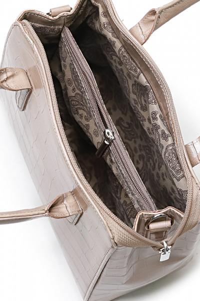 Круглогодичная бежевая экокожаная сумка на плечо Galanteya 27624.24с988к45 бежевый_т. - фото 5