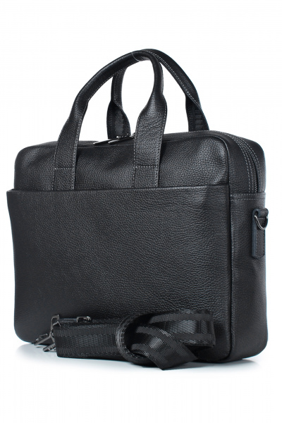 Круглогодичная деловая кожаная сумка на молнии с ручками Galanteya 32923.23с1295к45 черный - фото 1