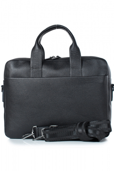 Круглогодичная деловая кожаная сумка на молнии с ручками Galanteya 32923.23с1295к45 черный - фото 3