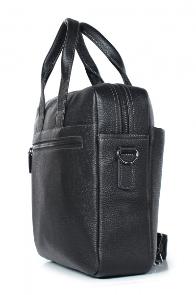 Круглогодичная деловая кожаная сумка на молнии с ручками Galanteya 32923.23с1295к45 черный - фото 4