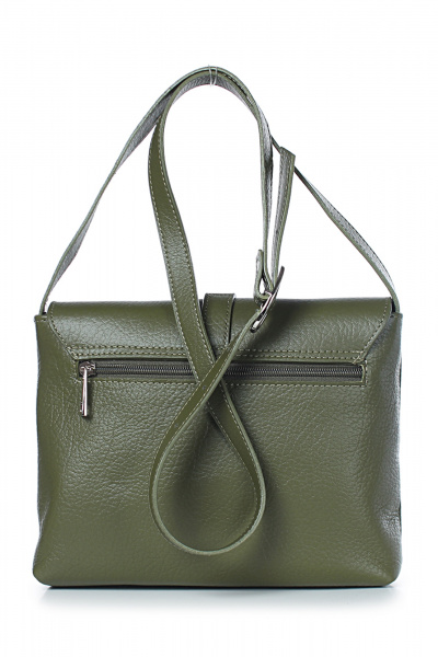 Круглогодичная зеленая кожаная сумка с клапаном и застежкой Galanteya 35122.23с275к45 оливк/бежев - фото 3