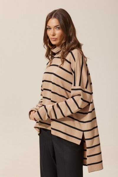 Трикотажный джемпер свободного кроя с длинным рукавом Lyushe 3947 - фото 4