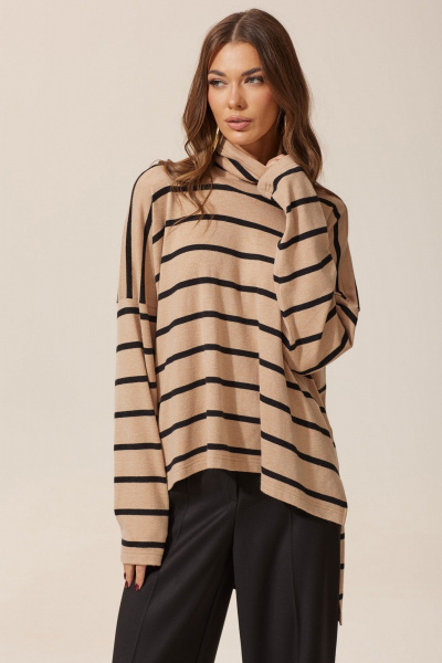 Трикотажный джемпер свободного кроя с длинным рукавом Lyushe 3947 - фото 1