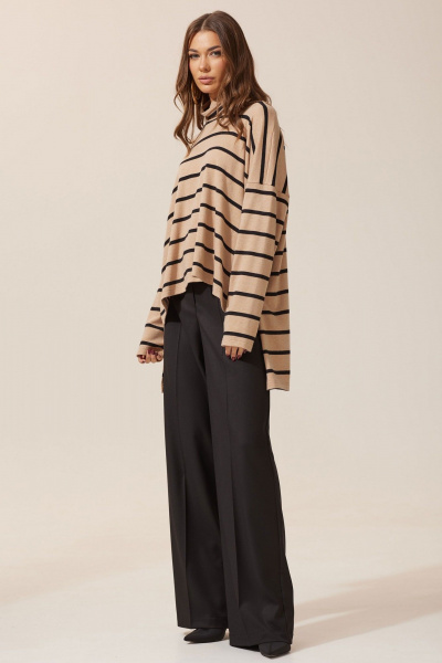 Трикотажный джемпер свободного кроя с длинным рукавом Lyushe 3947 - фото 3