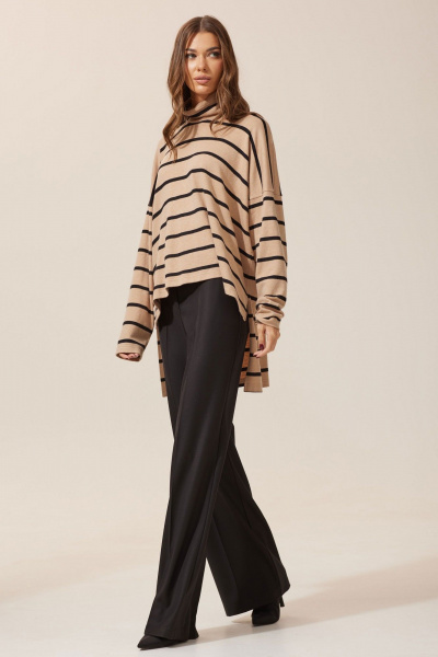 Трикотажный джемпер свободного кроя с длинным рукавом Lyushe 3947 - фото 2