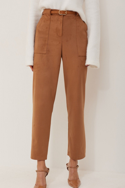 Бежевые брюки из искусственной замши с зауженным к низу кройом Lyushe 3957 - фото 5