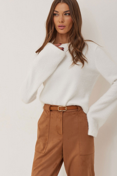 Бежевые брюки из искусственной замши с зауженным к низу кройом Lyushe 3957 - фото 4