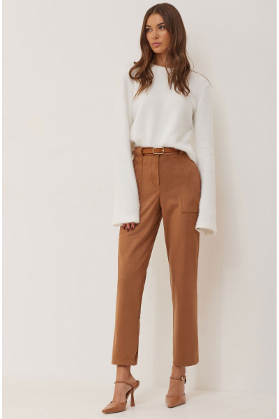 Бежевые брюки из искусственной замши с зауженным к низу кройом Lyushe 3957 - фото 2