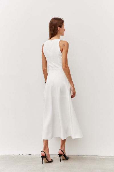 Платье с юбкой А-силуэта и перекрестными карманами Luitui R1092 молочный - фото 3