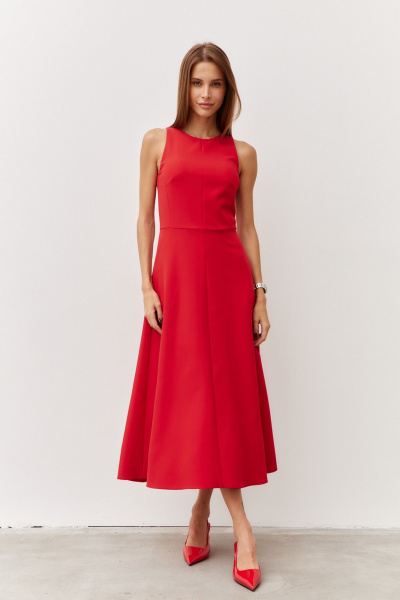 Красное платье с карманами и А-силуэтом Luitui R1092 красный - фото 6