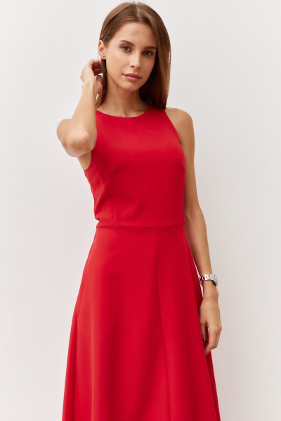 Красное платье с карманами и А-силуэтом Luitui R1092 красный - фото 4