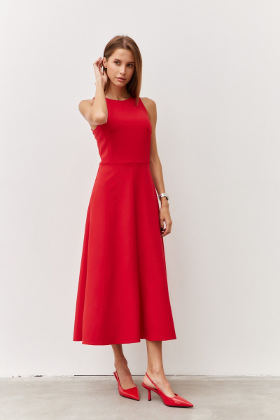 Красное платье с карманами и А-силуэтом Luitui R1092 красный - фото 2