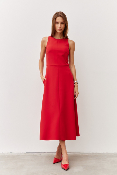Красное платье с карманами и А-силуэтом Luitui R1092 красный - фото 1