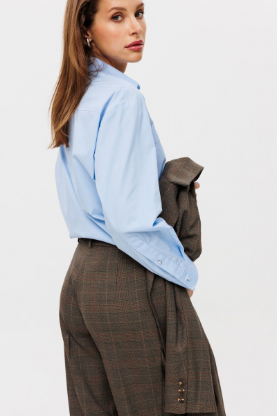Голубая рубашка из текстиля с нагрудными карманами THE NAME 2346 голубой - фото 6