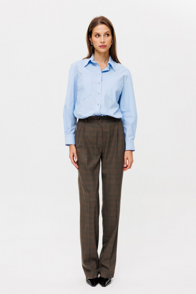 Голубая рубашка из текстиля с нагрудными карманами THE NAME 2346 голубой - фото 2