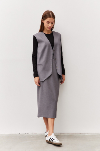 Жилет из костюмной ткани в деловом стиле Luitui R3013.2 - фото 7