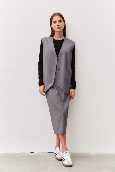 Жилет из костюмной ткани в деловом стиле Luitui R3013.2 - фото 5