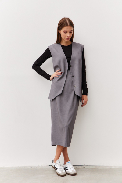 Жилет из костюмной ткани в деловом стиле Luitui R3013.2 - фото 6