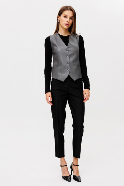 Жилет из экокожи приталенного силуэта с выточками THE NAME 2360 - фото 4