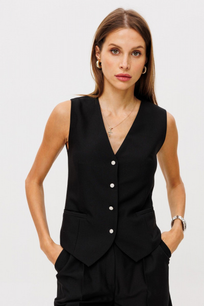 Жилет из текстиля приталенного стиля с выточками THE NAME 2361 - фото 1
