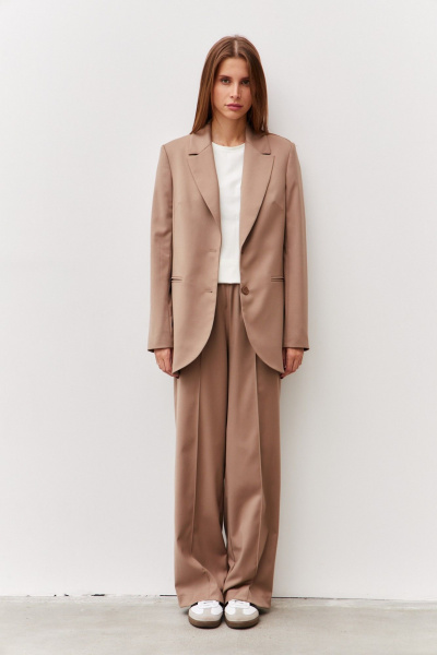 Брюки классические прямого кроя из костюмной ткани Luitui R2062 бежевый - фото 5