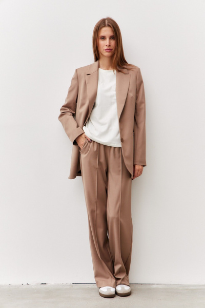Брюки классические прямого кроя из костюмной ткани Luitui R2062 бежевый - фото 4