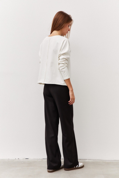 Черные брюки прямого кроя из костюмной ткани Luitui R2062 черный - фото 3