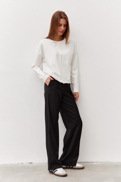 Черные брюки прямого кроя из костюмной ткани Luitui R2062 черный - фото 2